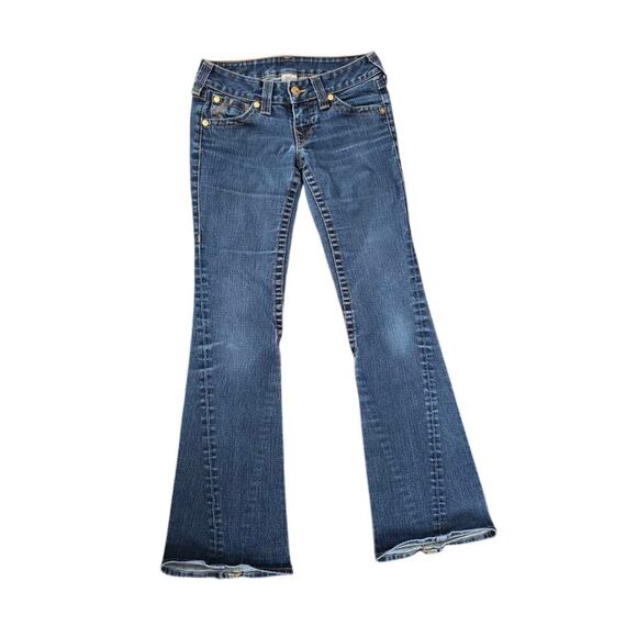 True Religion Vintage Womens 27 Jeans Bootcut Horse Shoe Back Pockets With Flap - Picture 1 of 9